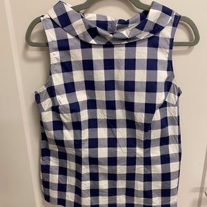 Talbots Size 6 Sabrina Neck Navy Gingham Shell
